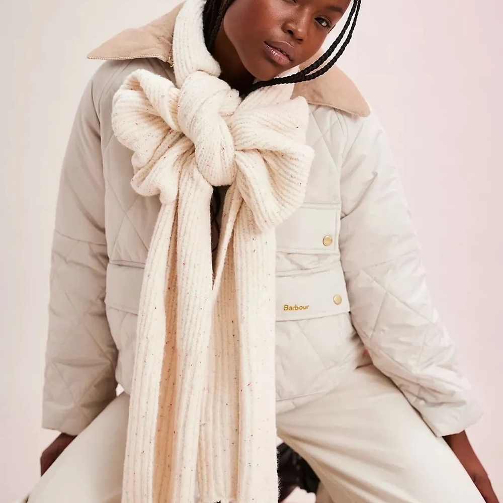 Free People Hit The Floor Knit Scarf In Ivory Confetti